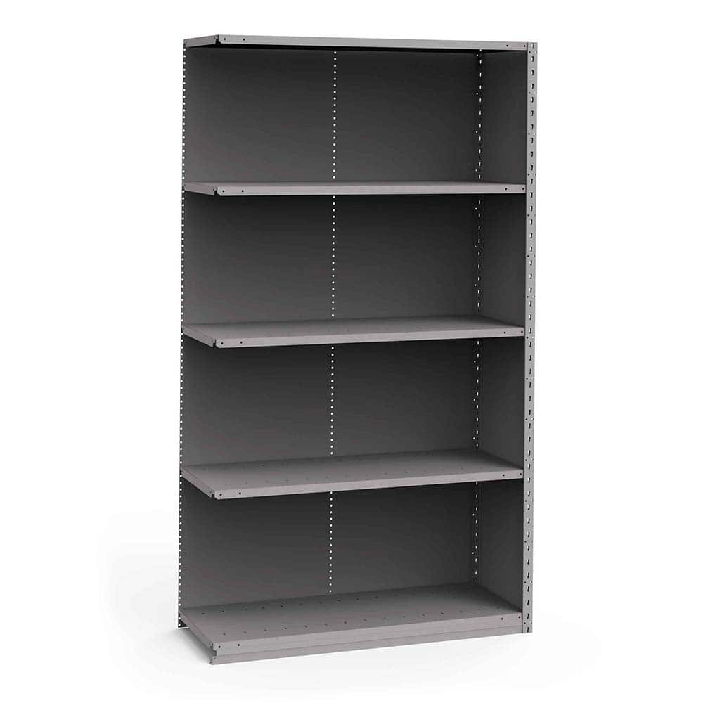 Rousseau Metal - Closed Shelving Units; Type: Add-On ; Load Capacity (Lb.): 3500.000 ; Number of Shelves: 5 ; Height (Inch): 87 ; Width (Inch): 48 ; Depth (Inch): 18 - Exact Tool & Supply