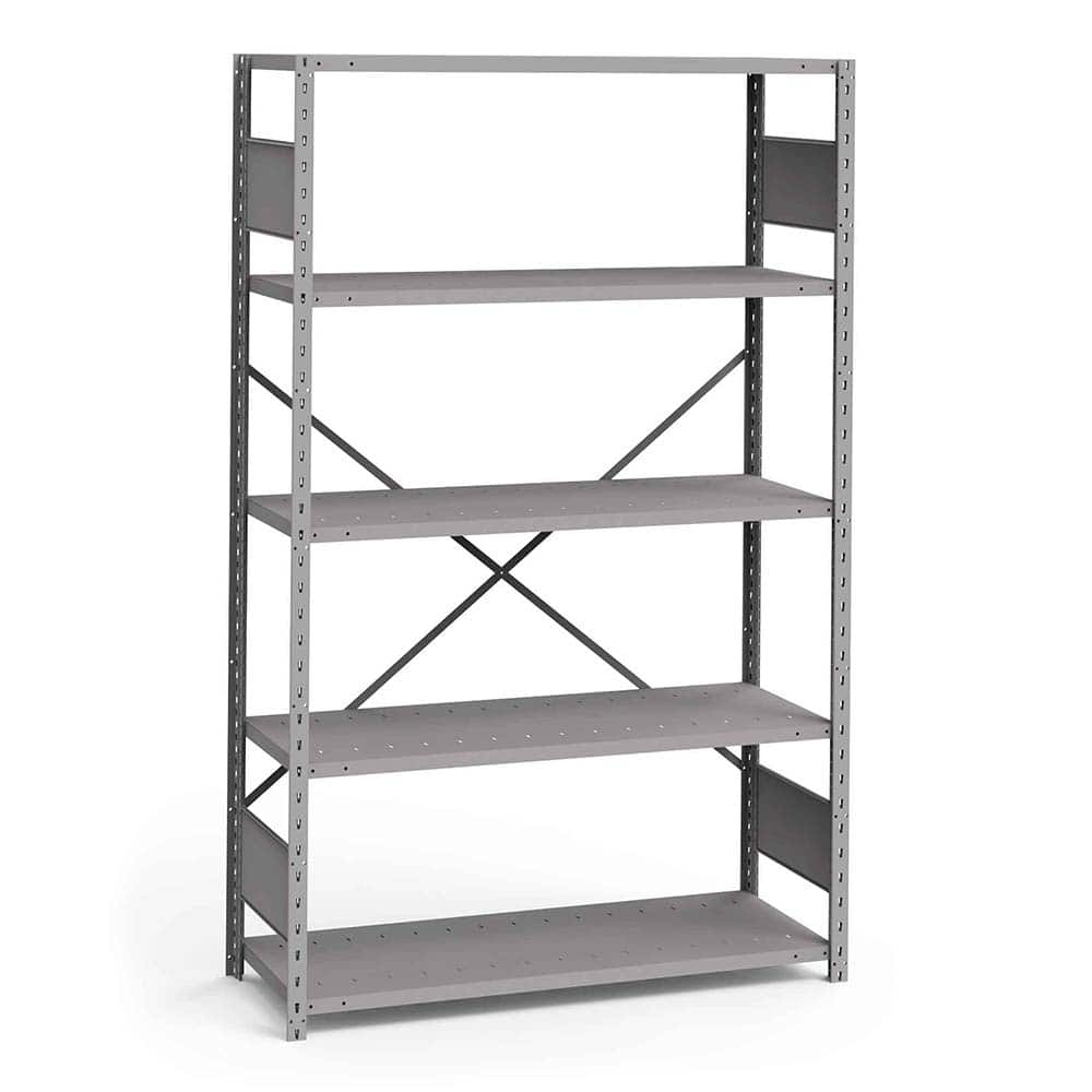 Rousseau Metal - Steel Shelving; Type: Shelving ; Starter or Add-On: Starter ; Load Capacity (Lb.): 3500.000 ; Number of Shelves: 5 ; Width (Inch): 48 ; Height (Inch): 75 - Exact Tool & Supply