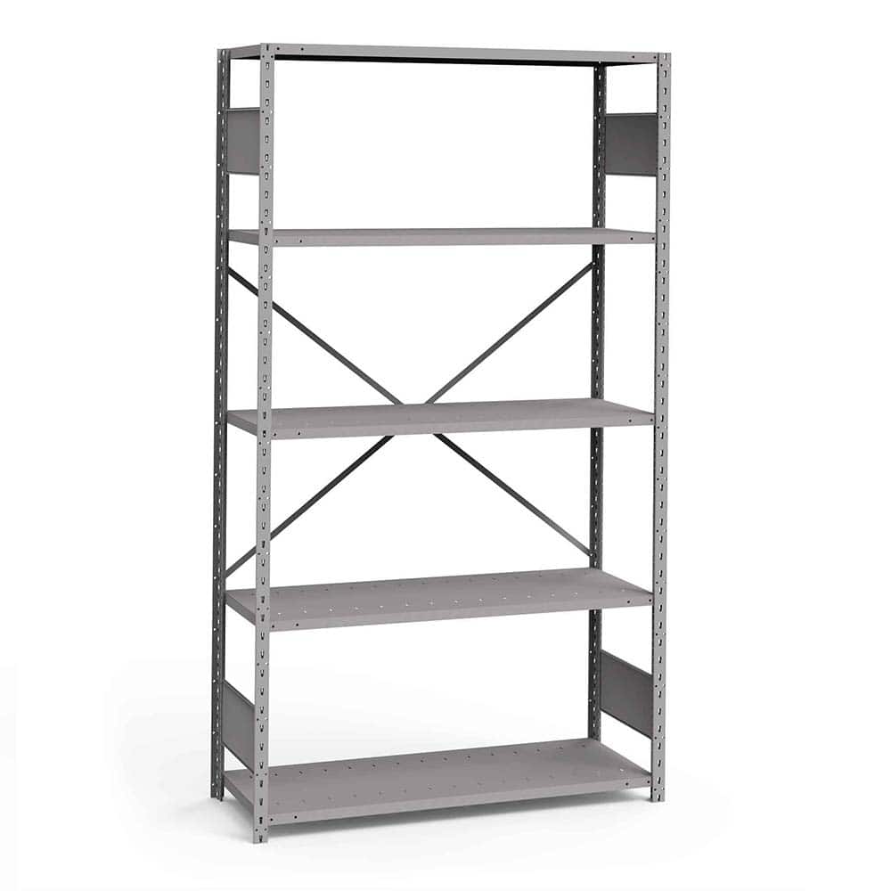 Rousseau Metal - Steel Shelving; Type: Shelving ; Starter or Add-On: Starter ; Load Capacity (Lb.): 3500.000 ; Number of Shelves: 5 ; Width (Inch): 48 ; Height (Inch): 87 - Exact Tool & Supply