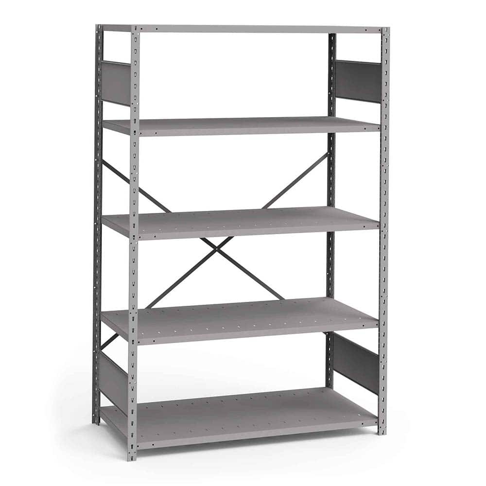 Rousseau Metal - Steel Shelving; Type: Shelving ; Starter or Add-On: Starter ; Load Capacity (Lb.): 3500.000 ; Number of Shelves: 5 ; Width (Inch): 48 ; Height (Inch): 75 - Exact Tool & Supply