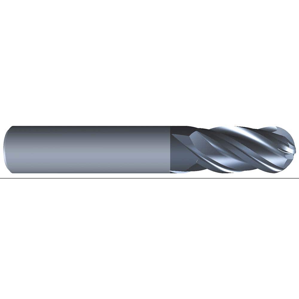Eliminator - Ball End Mills; Mill Diameter (Inch): 5/16 ; Mill Diameter (Decimal Inch): 0.3125 ; Number of Flutes: 4 ; Length of Cut (Inch): 13/16 ; Material: Solid Carbide ; Overall Length (Inch): 2-1/2 - Exact Tool & Supply