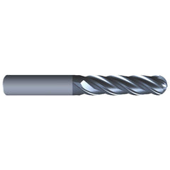 Eliminator - Ball End Mills; Mill Diameter (Inch): 7/16 ; Mill Diameter (Decimal Inch): 0.4375 ; Number of Flutes: 4 ; Length of Cut (Inch): 2 ; Material: Solid Carbide ; Overall Length (Inch): 4 - Exact Tool & Supply