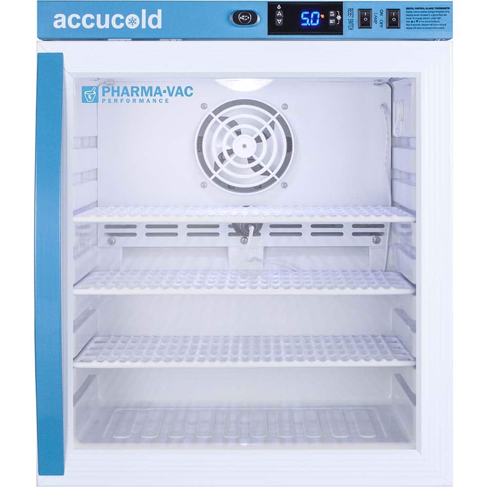 Accucold - Laboratory Refrigerators and Freezers; Type: Pharmacy, Medical-Laboratory Refrigerator ; Volume Capacity: 1 Cu. Ft. ; Minimum Temperature (C): 2.00 ; Maximum Temperature (C): 8.00 ; Width (Inch): 17.5 ; Depth (Inch): 19.75 - Exact Tool & Supply