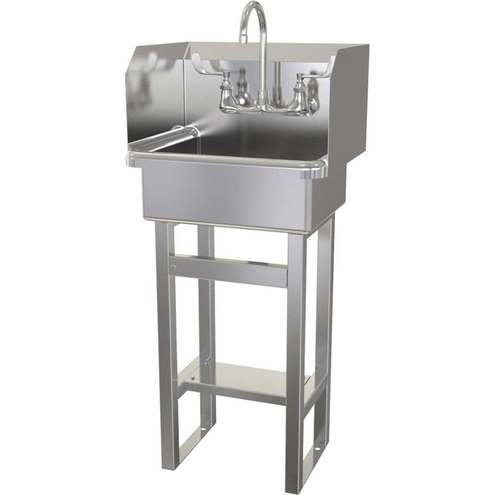 SANI-LAV - Sinks; Type: Floor Mounted Wash Sink ; Outside Length: 20 (Inch); Outside Width: 17-1/2 (Inch); Outside Height: 43-1/2 (Inch); Inside Length: 17 (Inch); Inside Width: 14 (Inch) - Exact Tool & Supply