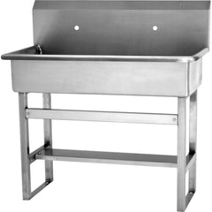 SANI-LAV - Sinks; Type: Two Person Floor Mounted Wash Station ; Outside Length: 40 (Inch); Outside Width: 20 (Inch); Outside Height: 45 (Inch); Inside Length: 37 (Inch); Inside Width: 16-1/2 (Inch) - Exact Tool & Supply