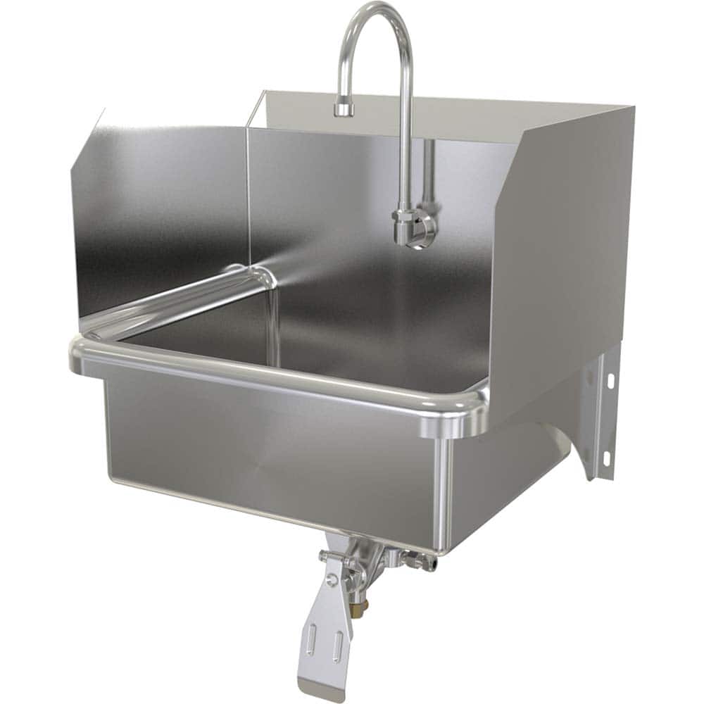 SANI-LAV - Sinks; Type: Hands-Free Wall Mounted Wash Sink ; Outside Length: 20 (Inch); Outside Width: 17-1/2 (Inch); Outside Height: 16-1/2 (Inch); Inside Length: 17 (Inch); Inside Width: 14 (Inch) - Exact Tool & Supply