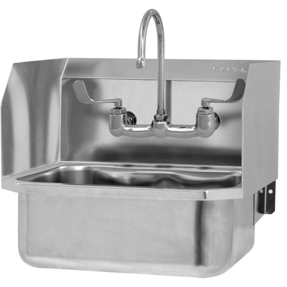 SANI-LAV - Sinks; Type: Wall Mounted Wash Sink ; Outside Length: 19 (Inch); Outside Width: 18 (Inch); Outside Height: 16-1/2 (Inch); Inside Length: 17 (Inch); Inside Width: 14 (Inch) - Exact Tool & Supply
