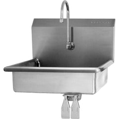 SANI-LAV - Sinks; Type: Hands-Free Wall Mounted Wash Sink ; Outside Length: 22 (Inch); Outside Width: 19 (Inch); Outside Height: 14 (Inch); Inside Length: 19 (Inch); Inside Width: 15-1/2 (Inch) - Exact Tool & Supply