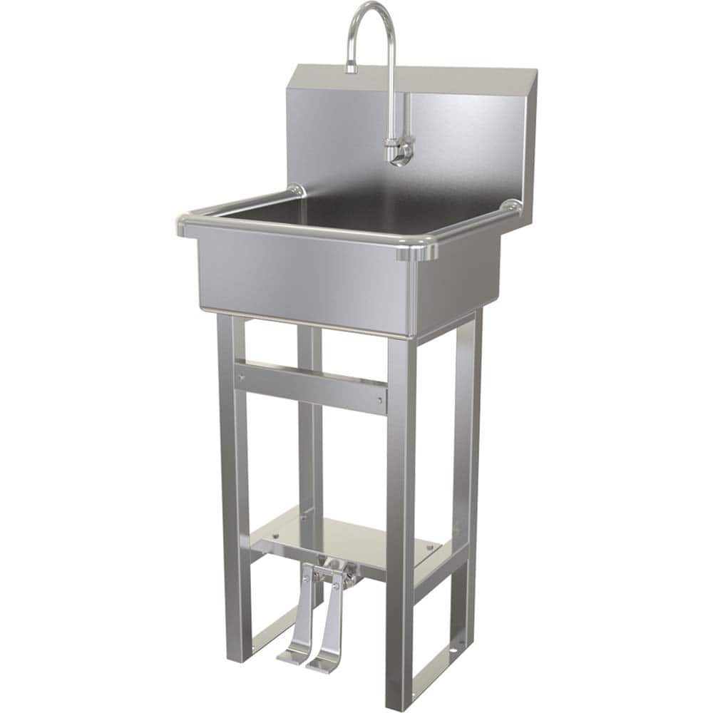 SANI-LAV - Sinks; Type: Hands-Free Floor Mounted Wash Sink ; Outside Length: 20 (Inch); Outside Width: 17-1/2 (Inch); Outside Height: 43-1/2 (Inch); Inside Length: 17 (Inch); Inside Width: 14 (Inch) - Exact Tool & Supply