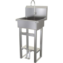 SANI-LAV - Sinks; Type: Hands-Free Floor Mounted Wash Sink ; Outside Length: 20 (Inch); Outside Width: 17-1/2 (Inch); Outside Height: 43-1/2 (Inch); Inside Length: 17 (Inch); Inside Width: 14 (Inch) - Exact Tool & Supply