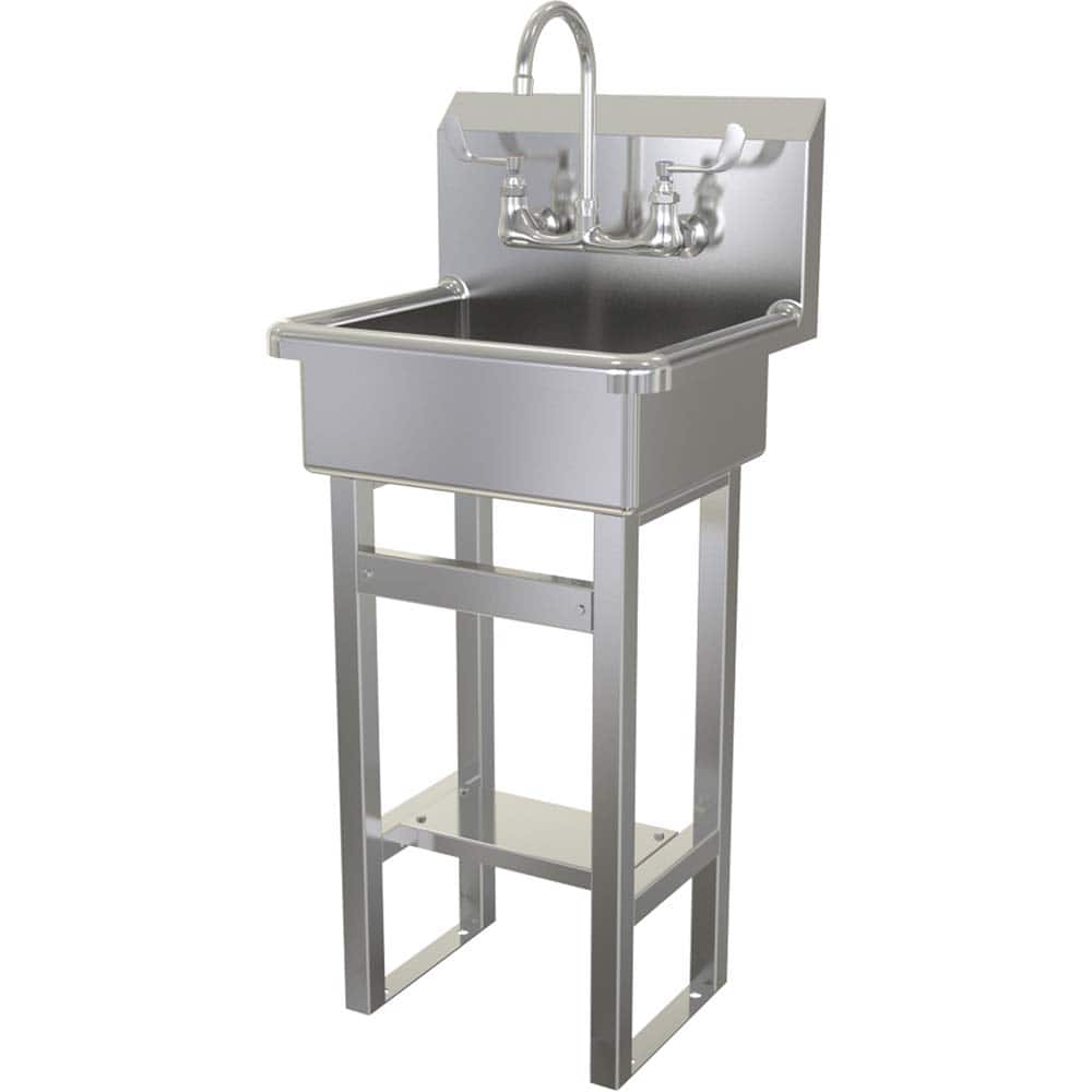SANI-LAV - Sinks; Type: Floor Mounted Wash Sink ; Outside Length: 20 (Inch); Outside Width: 17-1/2 (Inch); Outside Height: 43-1/2 (Inch); Inside Length: 17 (Inch); Inside Width: 14 (Inch) - Exact Tool & Supply