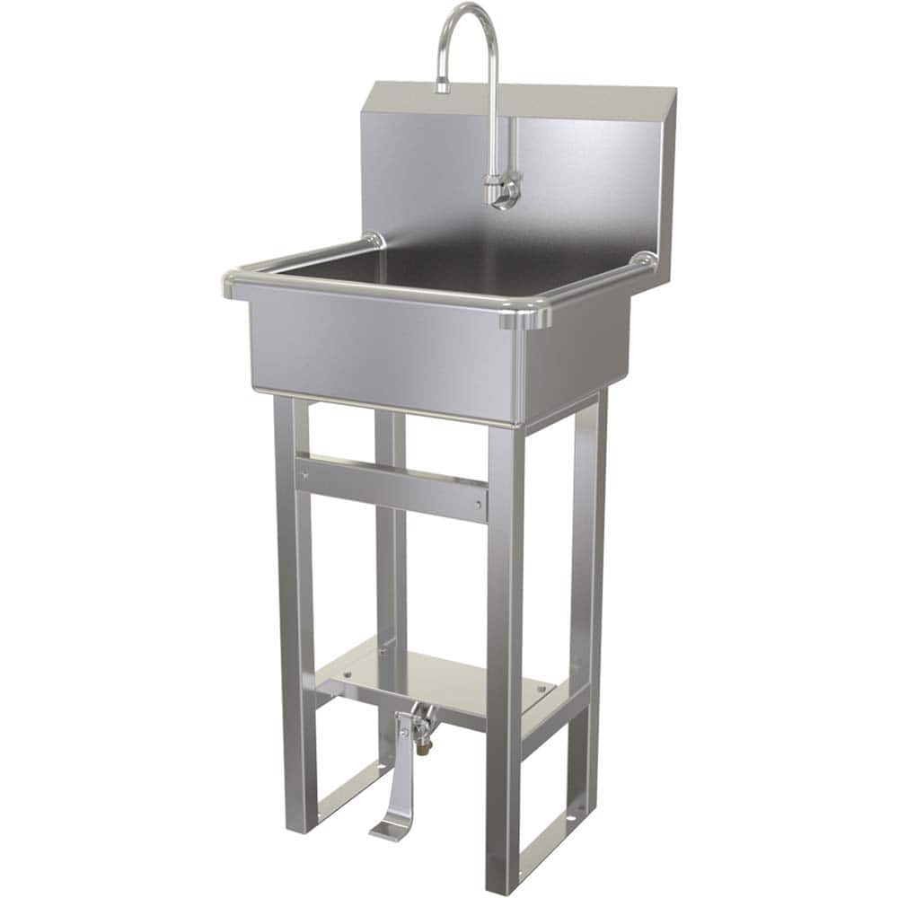 SANI-LAV - Sinks; Type: Hands-Free Floor Mounted Wash Sink ; Outside Length: 20 (Inch); Outside Width: 17-1/2 (Inch); Outside Height: 43-1/2 (Inch); Inside Length: 17 (Inch); Inside Width: 14 (Inch) - Exact Tool & Supply