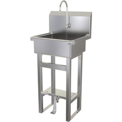 SANI-LAV - Sinks; Type: Hands-Free Floor Mounted Wash Sink ; Outside Length: 20 (Inch); Outside Width: 17-1/2 (Inch); Outside Height: 43-1/2 (Inch); Inside Length: 17 (Inch); Inside Width: 14 (Inch) - Exact Tool & Supply