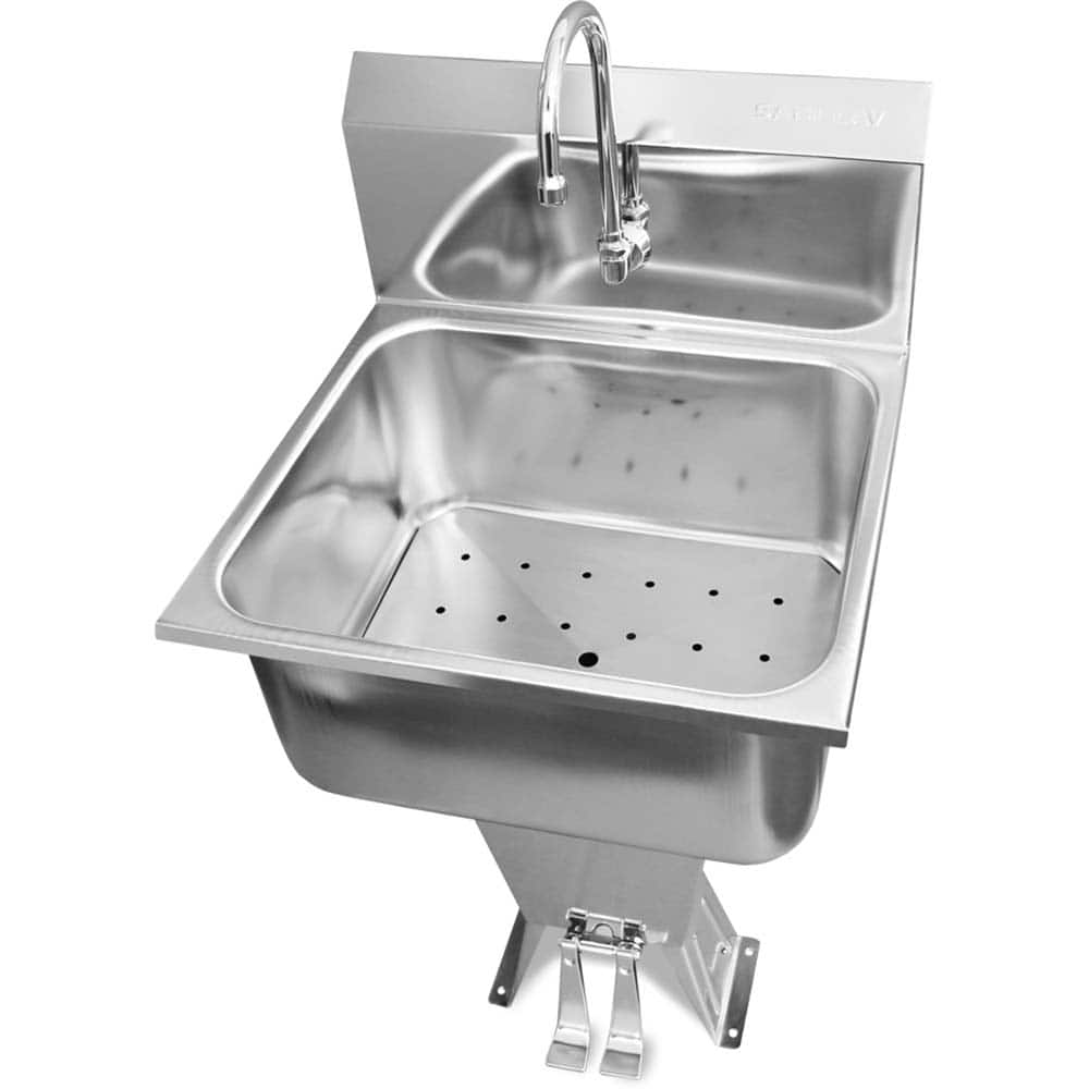 SANI-LAV - Sinks; Type: Hands-Free Floor Mounted Wash Sink ; Outside Length: 21 (Inch); Outside Width: 20 (Inch); Outside Height: 41-1/2 (Inch); Inside Length: 19 (Inch); Inside Width: 16 (Inch) - Exact Tool & Supply