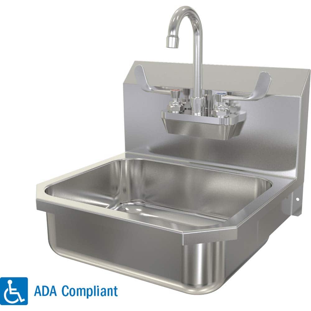 SANI-LAV - Sinks; Type: Wall Mounted Wash Sink ; Outside Length: 16 (Inch); Outside Width: 15-1/2 (Inch); Outside Height: 13 (Inch); Inside Length: 14 (Inch); Inside Width: 11 (Inch) - Exact Tool & Supply