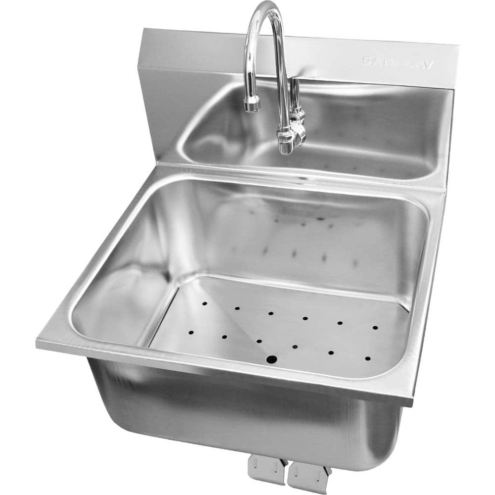 SANI-LAV - Sinks; Type: Hands-Free Wall Mounted Wash Sink ; Outside Length: 21 (Inch); Outside Width: 20 (Inch); Outside Height: 19-1/2 (Inch); Inside Length: 19 (Inch); Inside Width: 16 (Inch) - Exact Tool & Supply