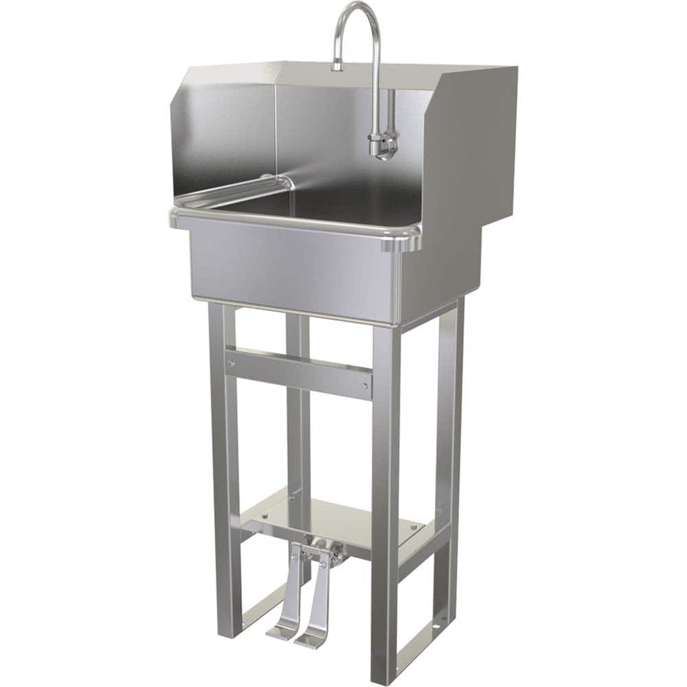 SANI-LAV - Sinks; Type: Hands-Free Floor Mounted Wash Sink ; Outside Length: 20 (Inch); Outside Width: 17-1/2 (Inch); Outside Height: 43-1/2 (Inch); Inside Length: 17 (Inch); Inside Width: 14 (Inch) - Exact Tool & Supply