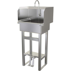 SANI-LAV - Sinks; Type: Hands-Free Floor Mounted Wash Sink ; Outside Length: 20 (Inch); Outside Width: 17-1/2 (Inch); Outside Height: 43-1/2 (Inch); Inside Length: 17 (Inch); Inside Width: 14 (Inch) - Exact Tool & Supply