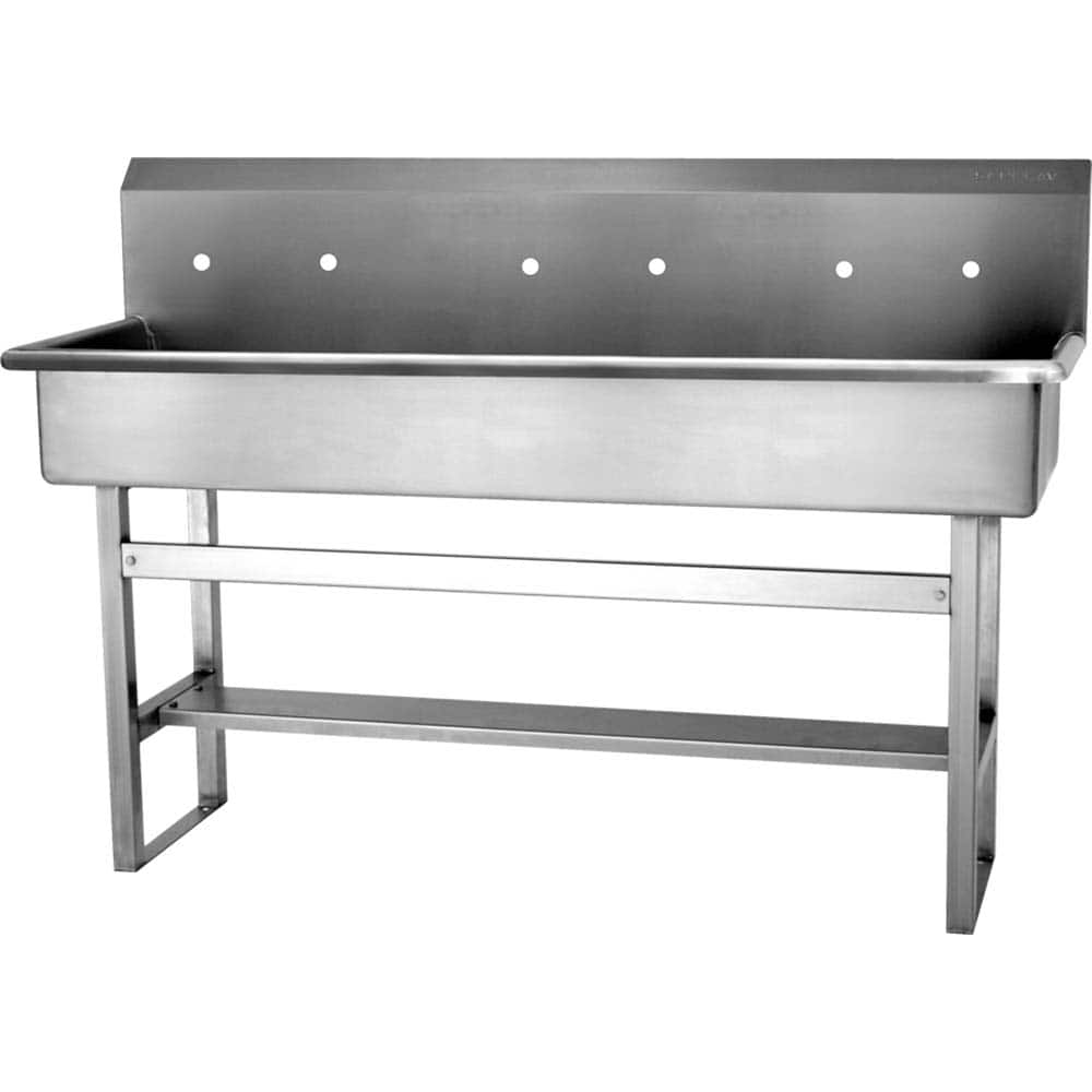 SANI-LAV - Sinks; Type: Three Person Floor Mounted Wash Station ; Outside Length: 60 (Inch); Outside Width: 20 (Inch); Outside Height: 45 (Inch); Inside Length: 57 (Inch); Inside Width: 16-1/2 (Inch) - Exact Tool & Supply