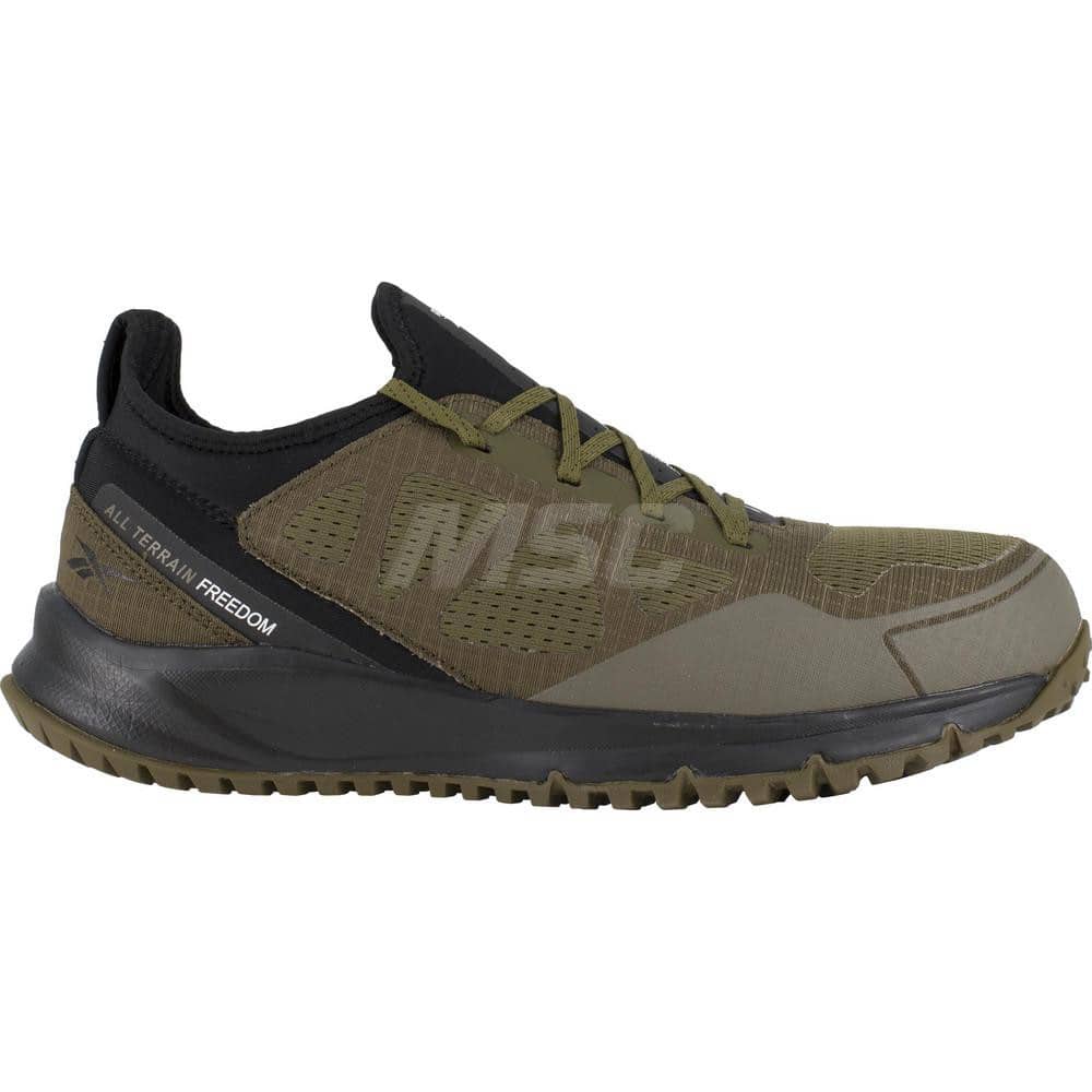 Work Boot: Size 14, Mesh, Steel Toe Green, Wide Width, Non-Slip Sole