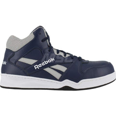 Work Boot: Size 8.5, Leather, Composite Toe Navy, Medium Width, Non-Slip Sole