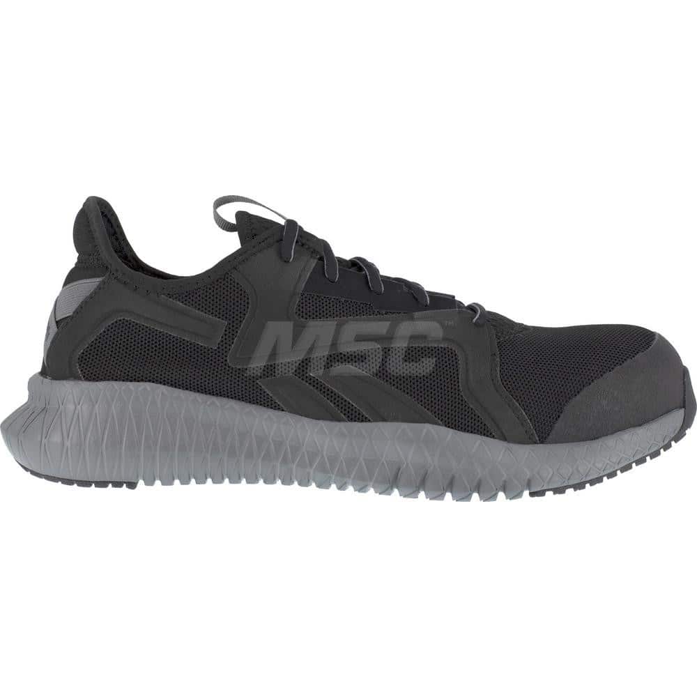 Work Boot: Size 8, Mesh, Composite Toe Black, Wide Width, Non-Slip Sole