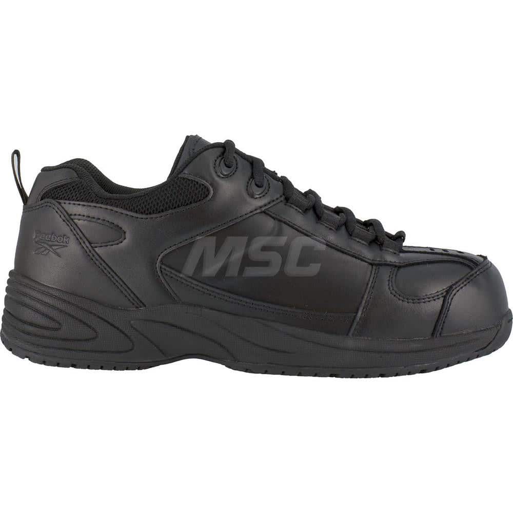 Work Boot: Size 10.5, Leather, Composite Toe Black, Wide Width, Non-Slip Sole