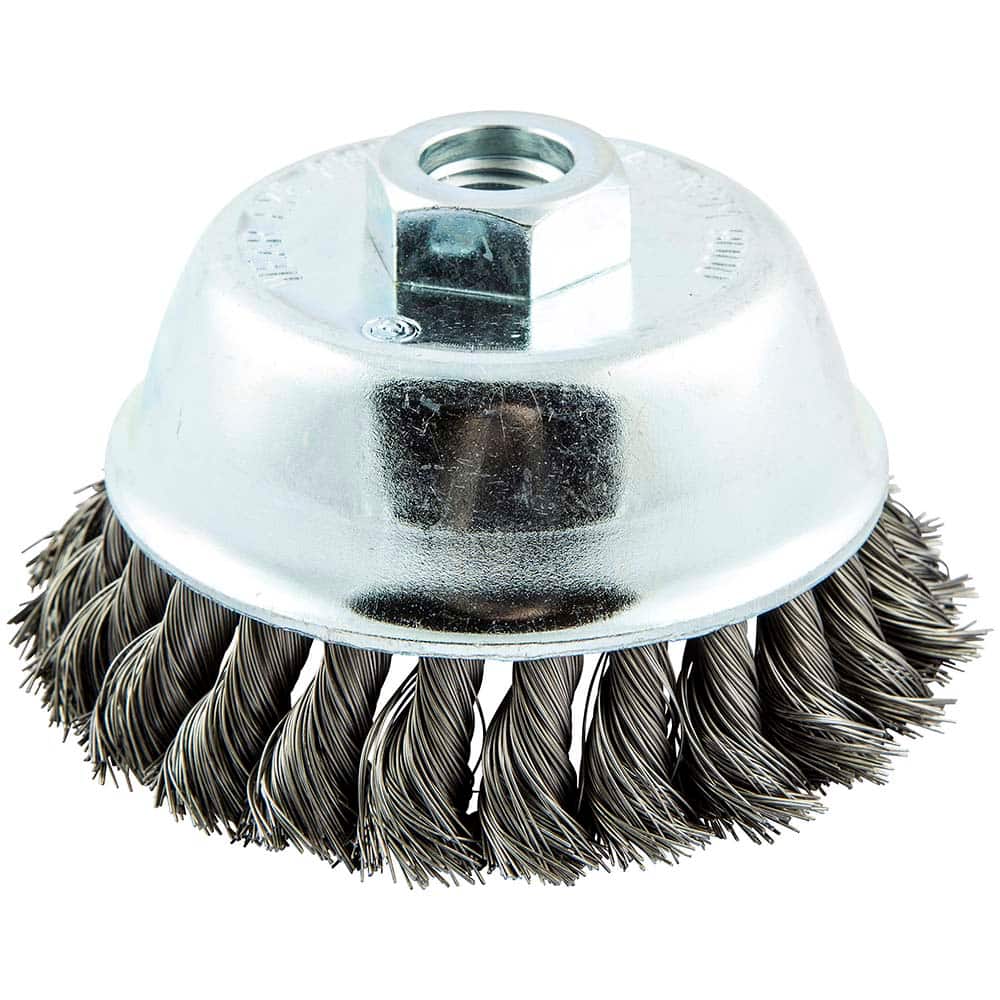 Norton - 4" Diam 5/8-11 Threaded Arbor Carbon Steel Fill Cup Brush - Exact Tool & Supply