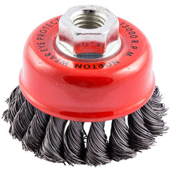Norton - 3-1/2" Diam 5/8-11 Threaded Arbor Carbon Steel Fill Cup Brush - Exact Tool & Supply