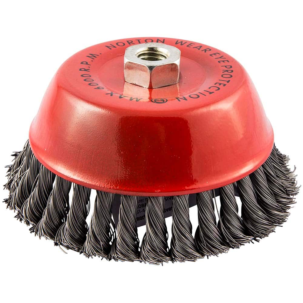 Norton - 6" Diam 5/8-11 Threaded Arbor Carbon Steel Fill Cup Brush - Exact Tool & Supply