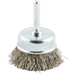 Norton - 2" Diam 1/4" Shank Stainless Steel Fill Cup Brush - Exact Tool & Supply