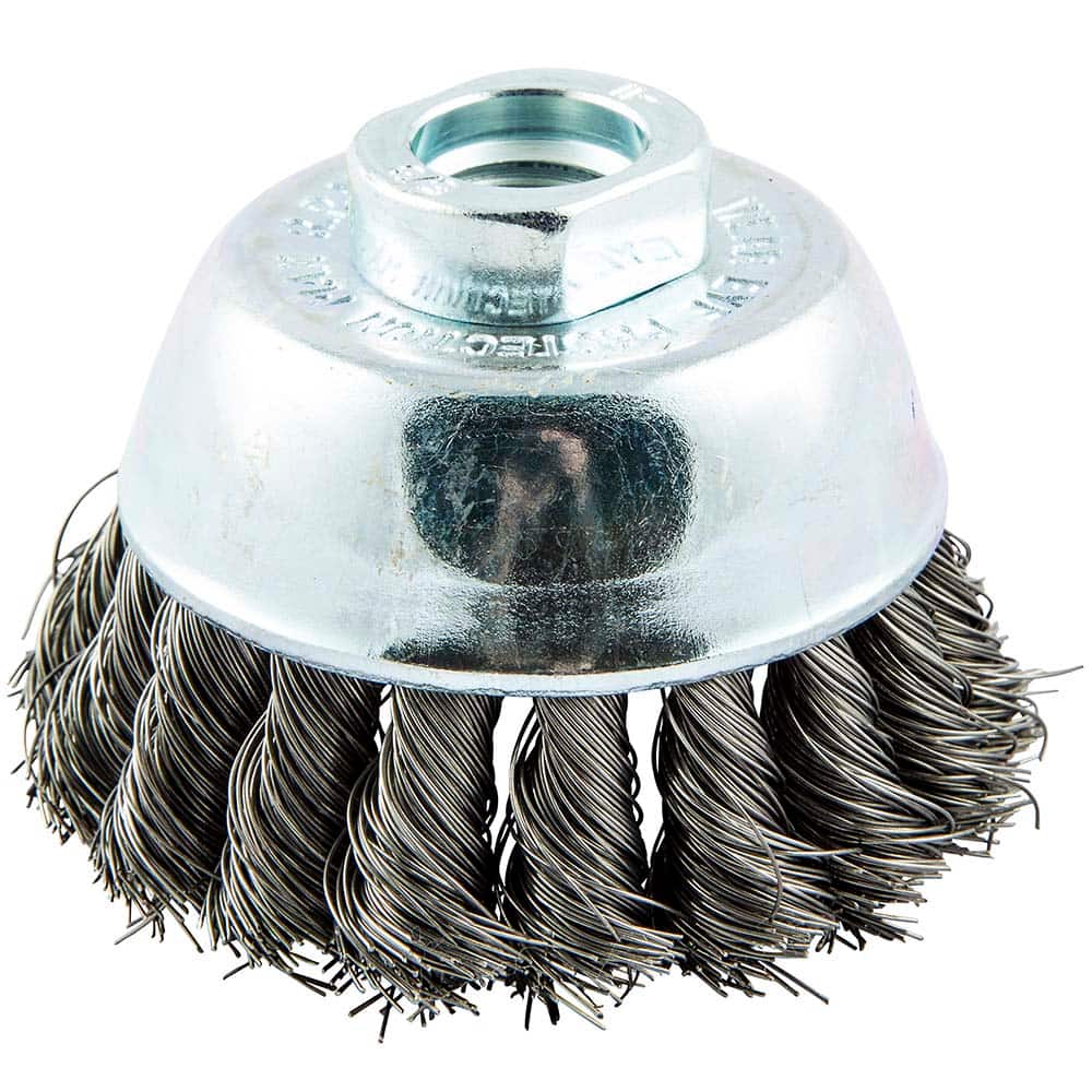 Norton - 2-3/4" Diam 5/8-11 Threaded Arbor Carbon Steel Fill Cup Brush - Exact Tool & Supply