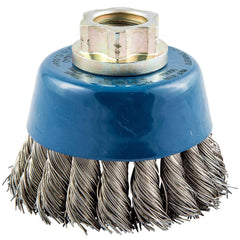 Norton - 2-3/4" Diam 5/8-11 Threaded Arbor Stainless Steel Fill Cup Brush - Exact Tool & Supply