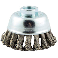 Norton - 3" Diam 5/8-11 Threaded Arbor Stainless Steel Fill Cup Brush - Exact Tool & Supply
