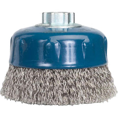 Norton - 4" Diam 5/8-11 Threaded Arbor Stainless Steel Fill Cup Brush - Exact Tool & Supply