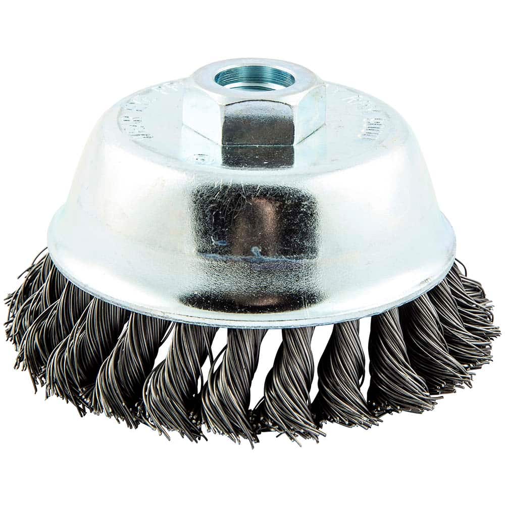 Norton - 4" Diam 5/8-11 Threaded Arbor Carbon Steel Fill Cup Brush - Exact Tool & Supply