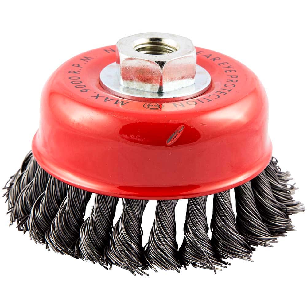 Norton - 4" Diam 5/8-11 Threaded Arbor Carbon Steel Fill Cup Brush - Exact Tool & Supply