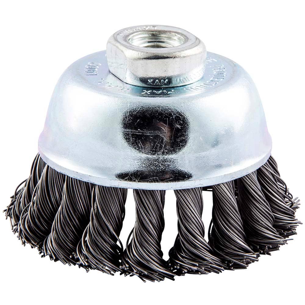 Norton - 3" Diam M10 Threaded Arbor Carbon Steel Fill Cup Brush - Exact Tool & Supply