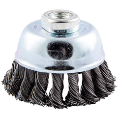 Norton - 3" Diam M10 Threaded Arbor Carbon Steel Fill Cup Brush - Exact Tool & Supply