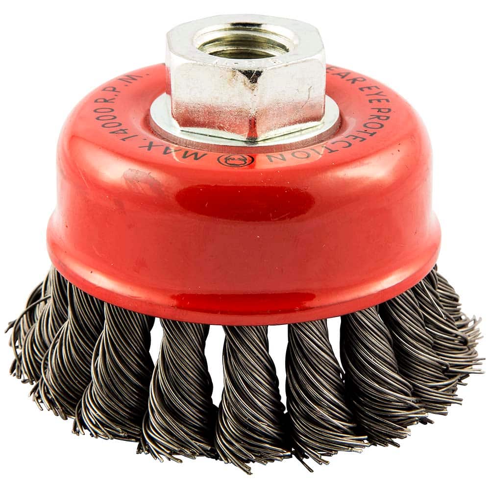 Norton - 2-3/4" Diam 5/8-11 Threaded Arbor Carbon Steel Fill Cup Brush - Exact Tool & Supply