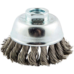 Norton - 2-3/4" Diam 5/8-11 Threaded Arbor Stainless Steel Fill Cup Brush - Exact Tool & Supply