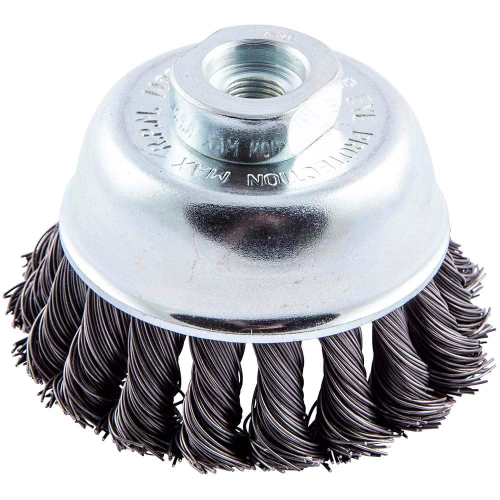 Norton - 2-3/4" Diam 3/8-24 Threaded Arbor Carbon Steel Fill Cup Brush - Exact Tool & Supply