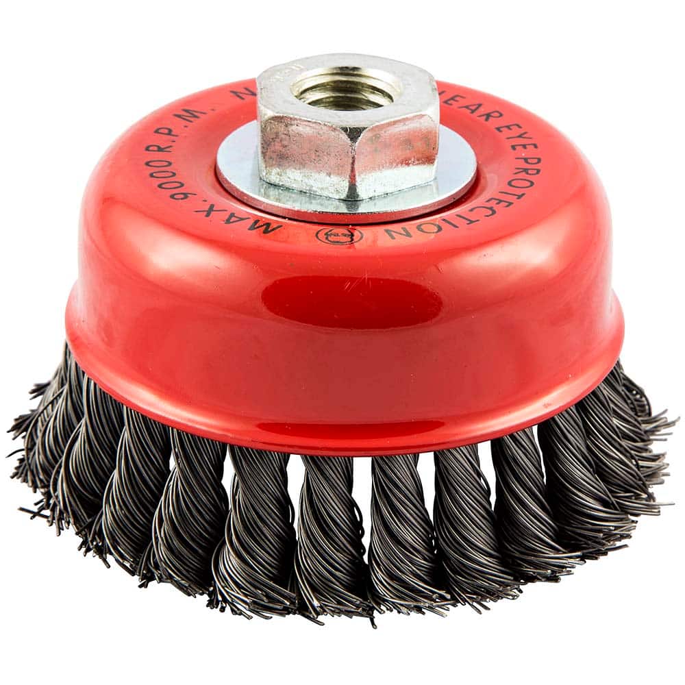 Norton - 4" Diam 5/8-11 Threaded Arbor Carbon Steel Fill Cup Brush - Exact Tool & Supply