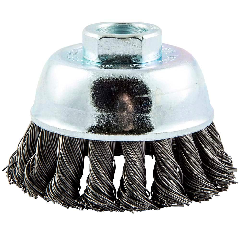 Norton - 2-3/4" Diam 5/8-11 Threaded Arbor Carbon Steel Fill Cup Brush - Exact Tool & Supply