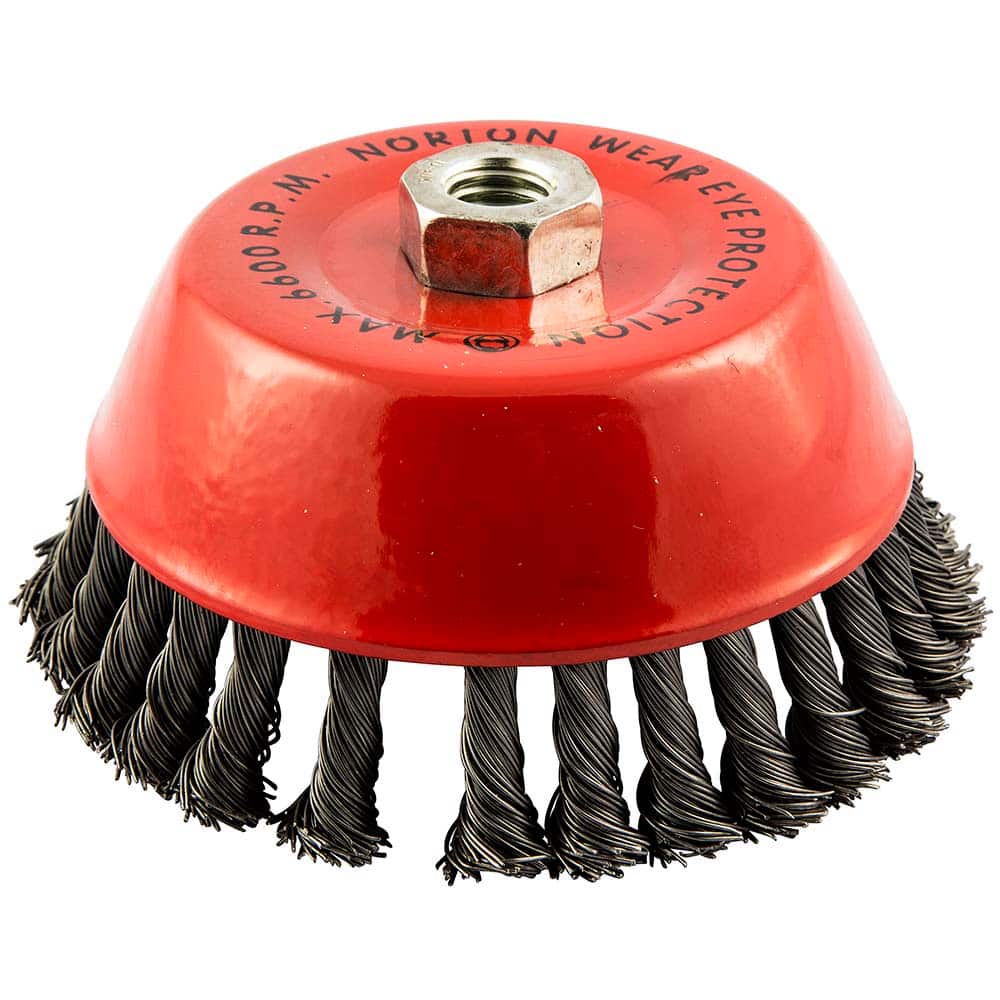 Norton - 6" Diam 5/8-11 Threaded Arbor Carbon Steel Fill Cup Brush - Exact Tool & Supply