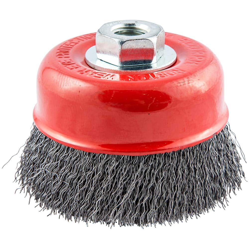 Norton - 4" Diam 5/8-11 Threaded Arbor Carbon Steel Fill Cup Brush - Exact Tool & Supply
