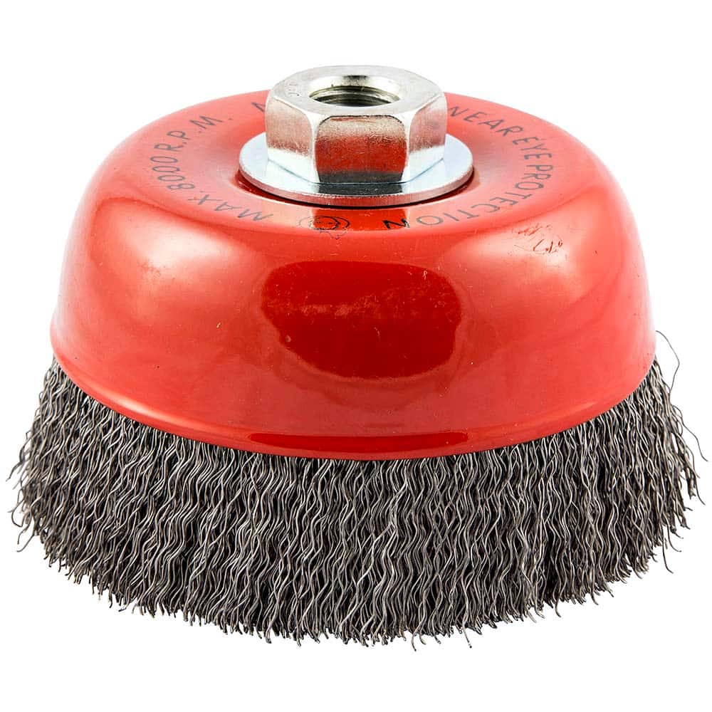 Norton - 5" Diam 5/8-11 Threaded Arbor Carbon Steel Fill Cup Brush - Exact Tool & Supply