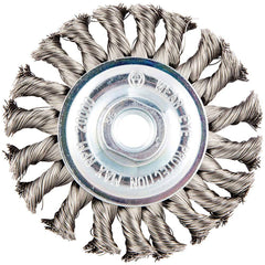 Norton - 4" OD, 5/8-11 Arbor Hole, Knotted Stainless Steel Wheel Brush - Exact Tool & Supply