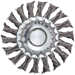 Norton - 4" OD, 5/8-11 Arbor Hole, Knotted Carbon Wheel Brush - Exact Tool & Supply