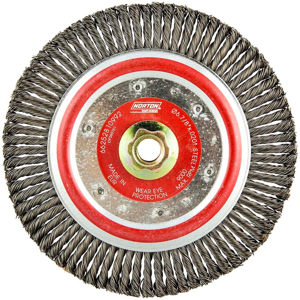 Norton - 6-7/8" OD, 5/8-11 Arbor Hole, Stringer Bead Carbon Wheel Brush - Exact Tool & Supply